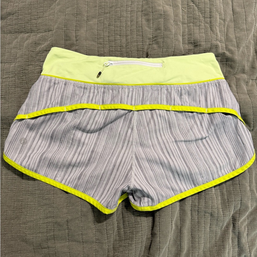 Lululemon Athletica Gray and Yellow Athletic Shorts Lightweight Design